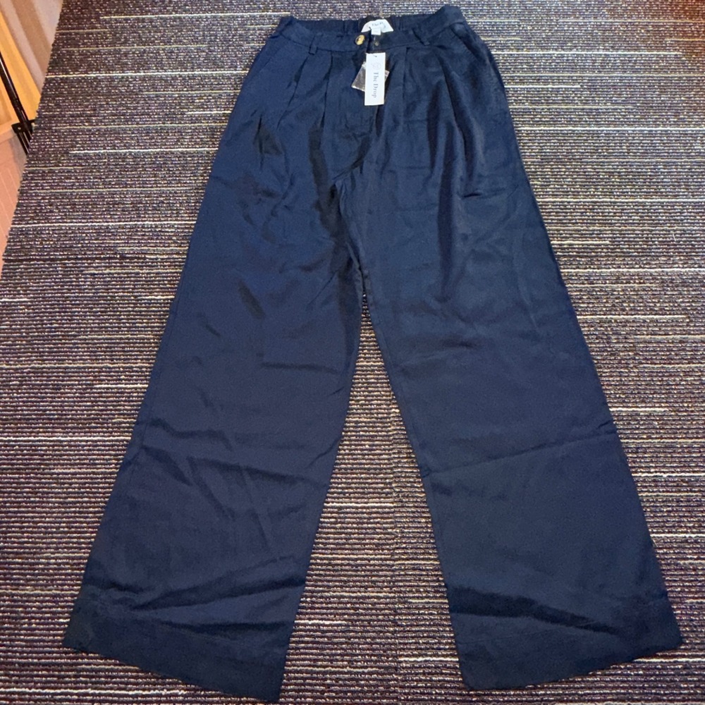 The Drop Amalia Trouser Women S Black NEW Wide Leg High Rise Pleated Tencel Pant